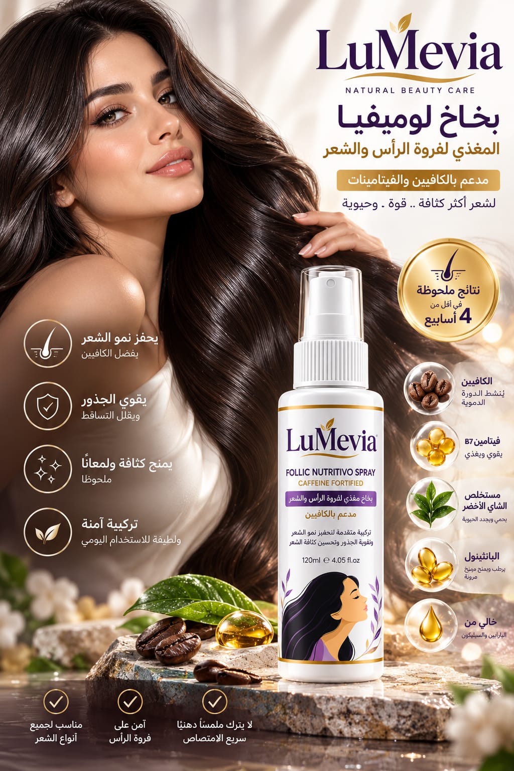 بخاخ لوميڤيا بالكافيين - لعلاج تساقط الشعر وتكثيفه
