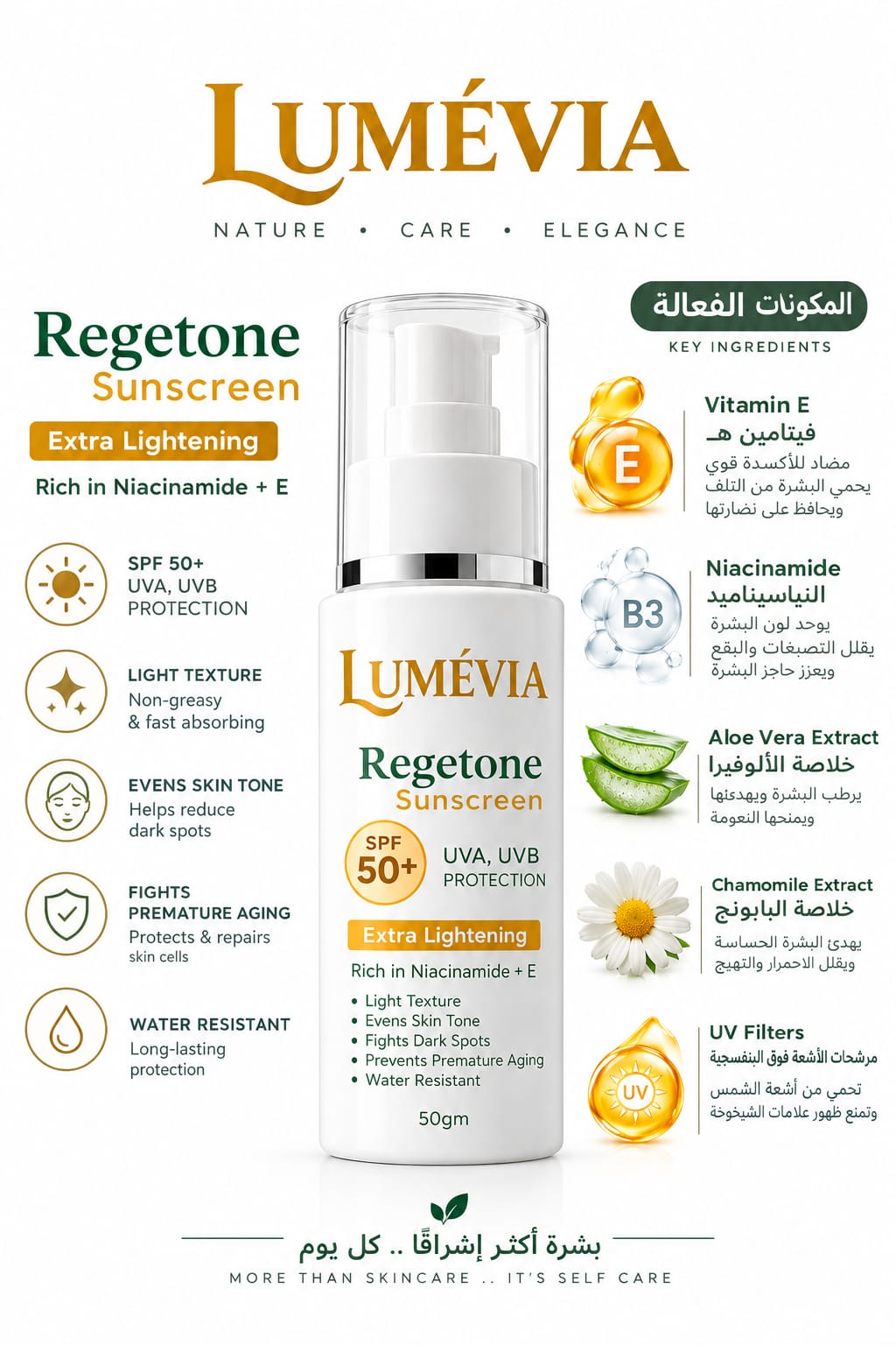 واقي شمس لوميڤيا ريجاتون SPF 50+ - لتوحيد لون البشرة وعلاج التصبغات