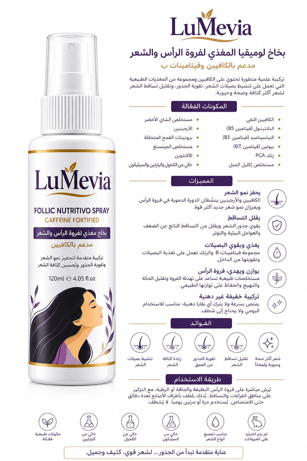 بخاخ لوميڤيا بالكافيين - لعلاج تساقط الشعر وتكثيفه